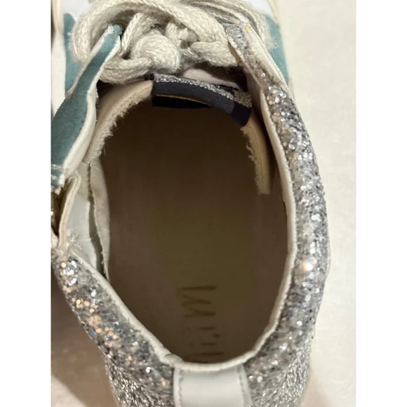 Women's Miracle Miles Sneakers Size 7 Green Silver Glitter High Top - Picture 6 of 8
